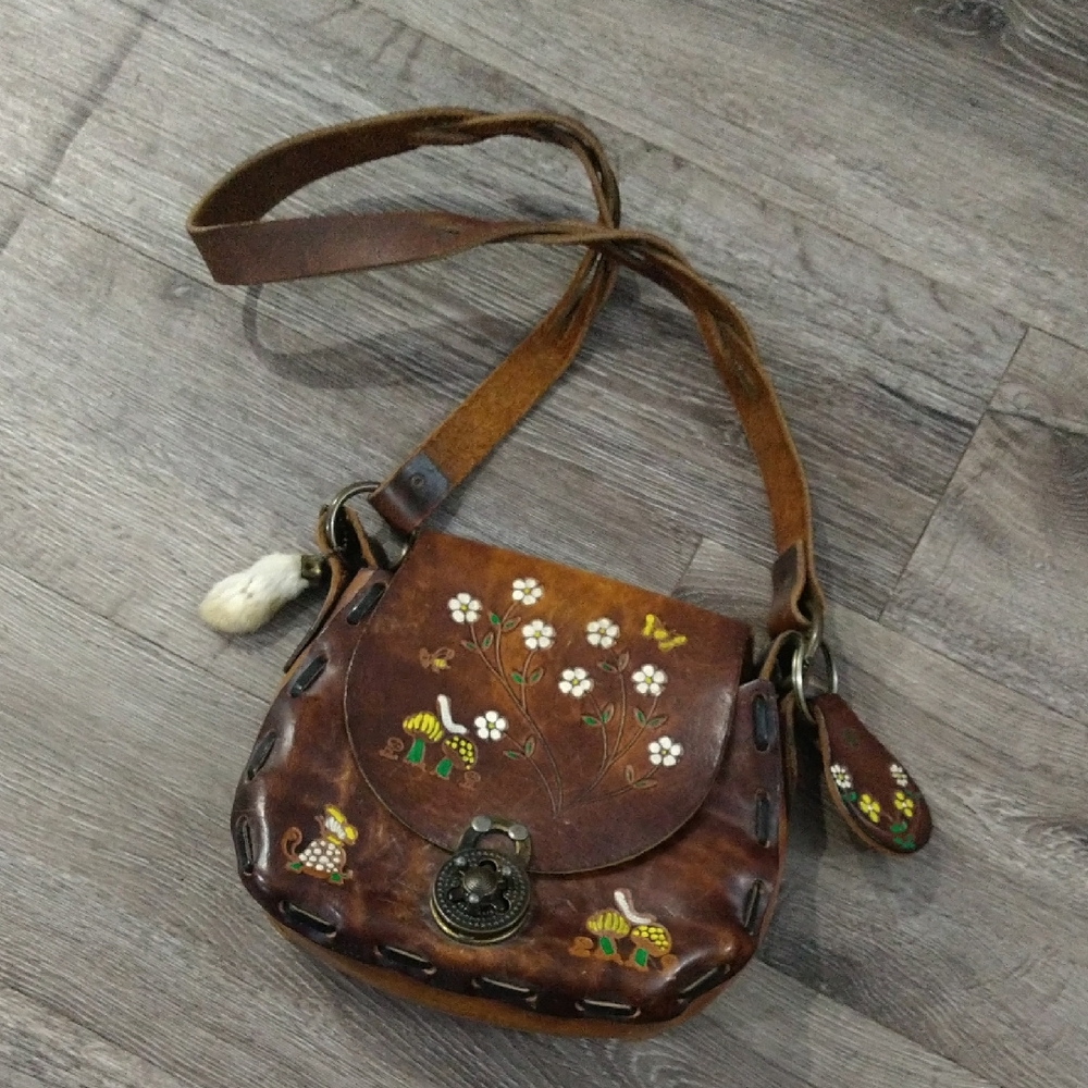 Vintage: Handmade-Handpainted Leather By Canale Shoulder Bag
